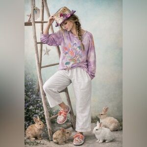 “Clochard de Luxe” Mushroom Graphic Long Sleeve Top